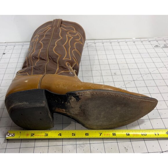 Vintage Tony Lama Cowboy Boots Men's Sz. 8.5 D Brown Leather Western Style - Picture 14 of 16